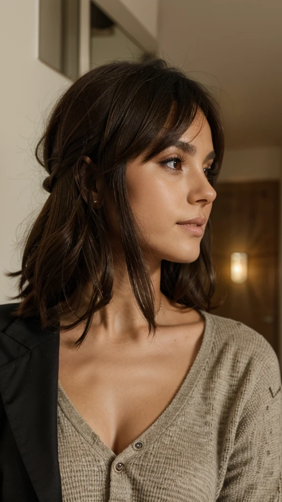 Brune qui dit hi devant la caméra