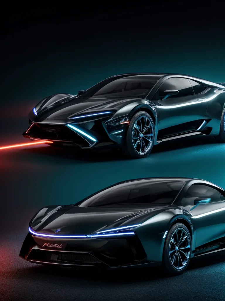 A futuristic concept car, highly detailed sleek metallic body, glossy finish, advanced . Rocket bunny