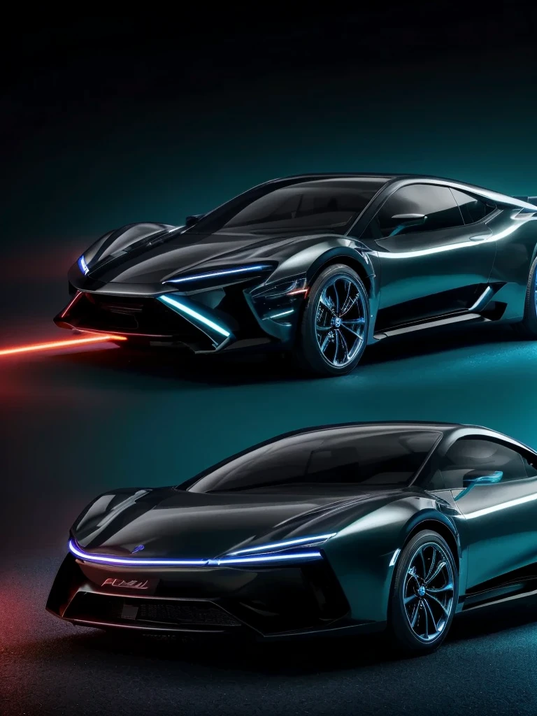 A futuristic concept car, highly detailed sleek metallic body, glossy finish, advanced . Rocket bunny
