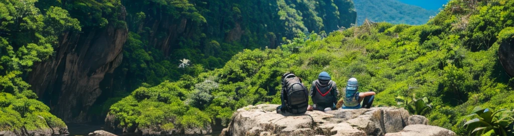 2 Paul-style aliens from the movie Alien the Fugitive smoking marijuana sitting on a rock on the coast in a clearing in the Atlantic Forest looking at the sea