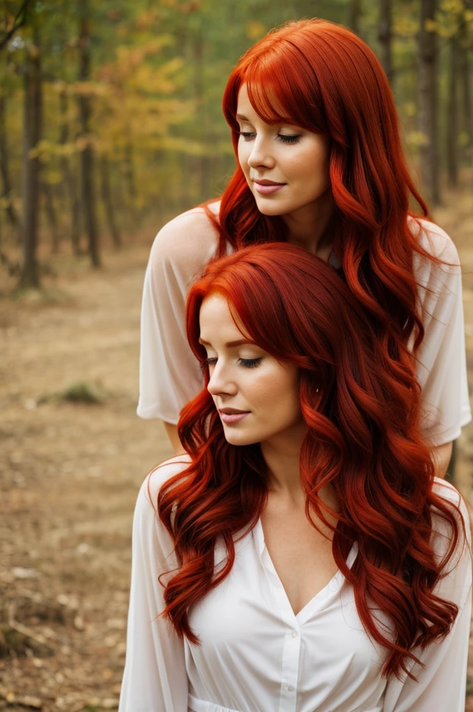 Red-haired woman thanking God