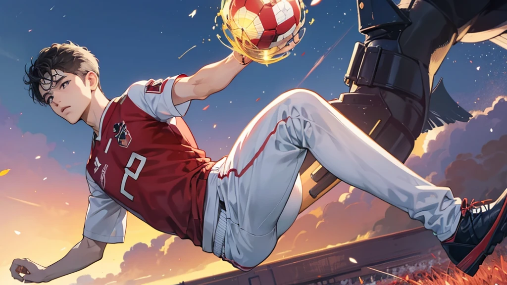 un jeune footballeur japonais manche lonc chaussete courte qui joue à Hambourg en allemagne il porte le numero 7 il drible un defensseur de dortemound comme neymare