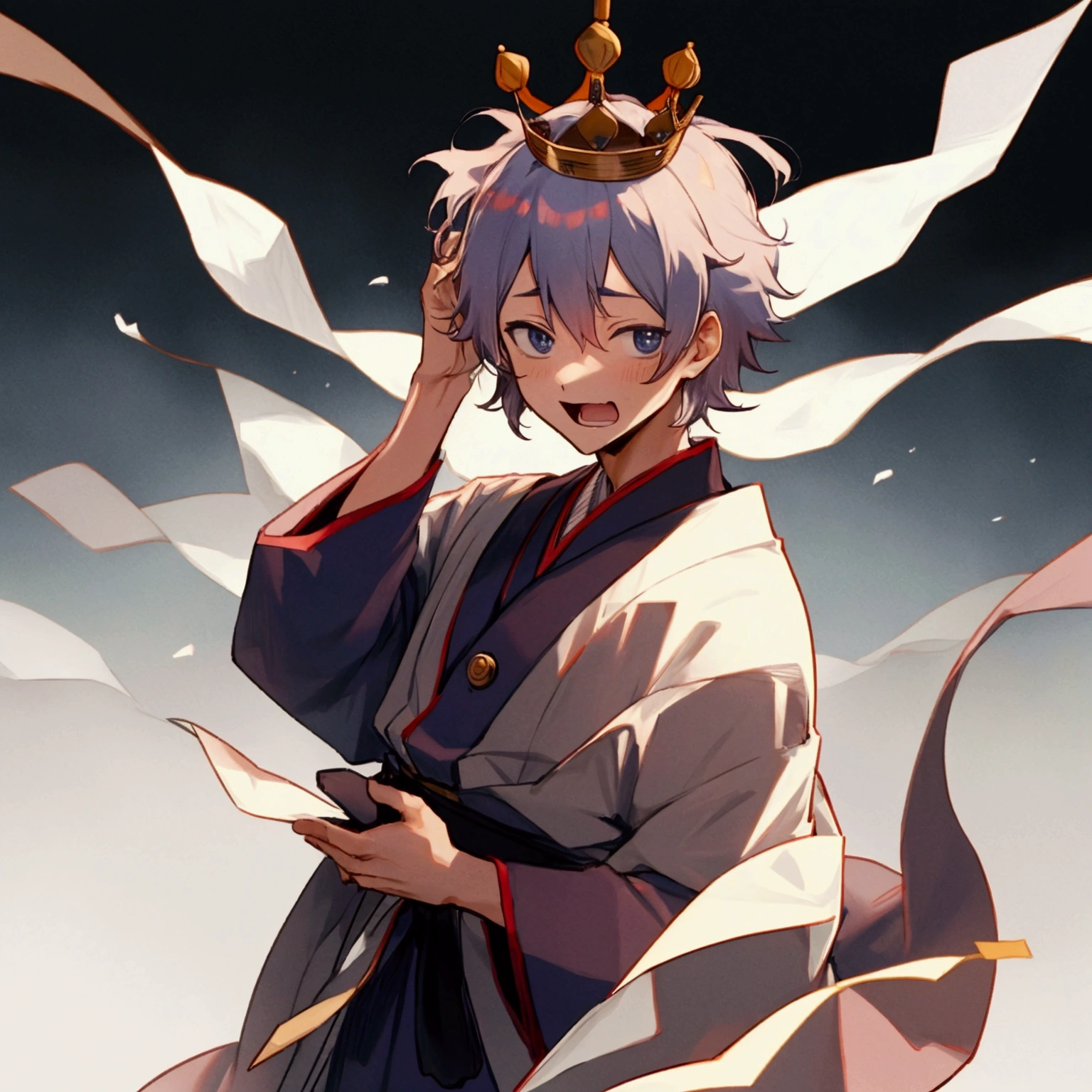 Make Gojo satoru Surprised, keep the crown on your head
