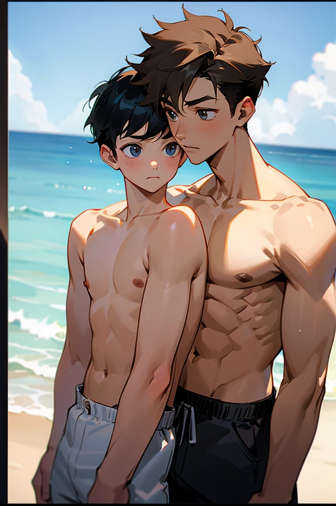 two shirtless young boys