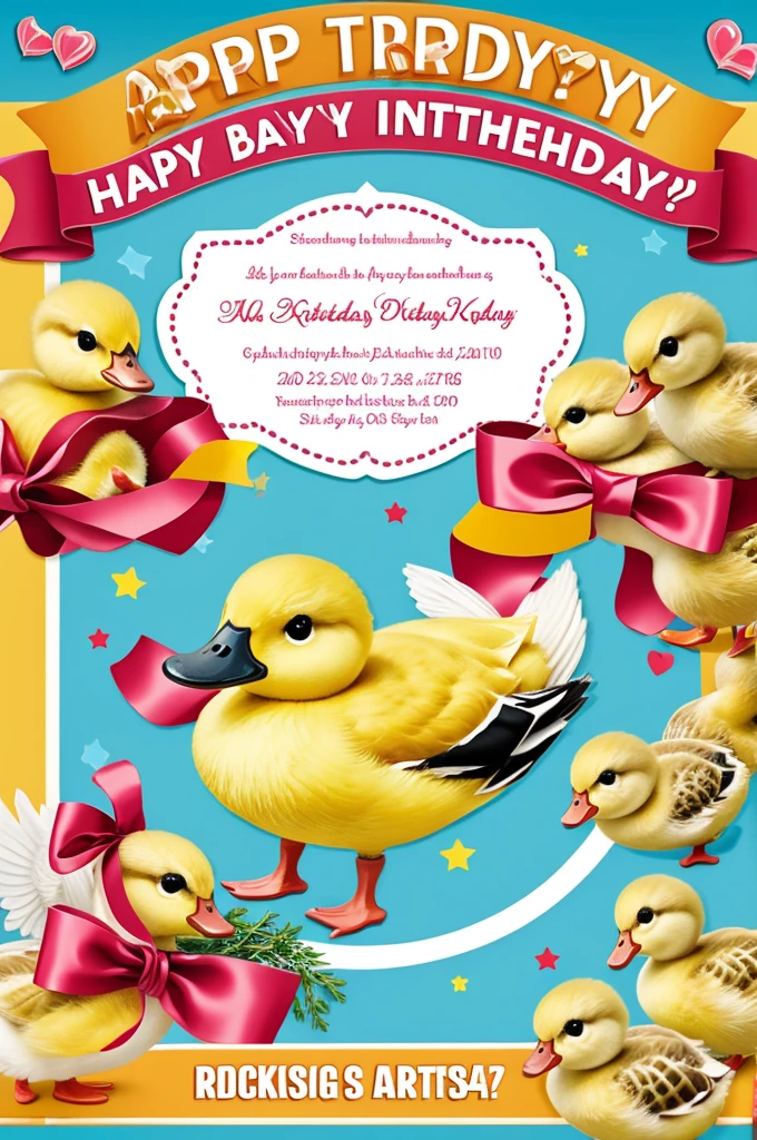 Cute ducklings birthday invitation in Spanish