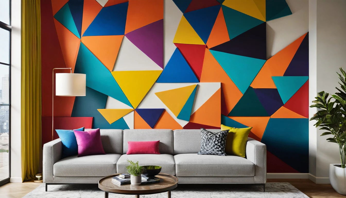 Bold shapes and vibrant colors converge, creating a modern masterpiece that transforms walls into art.