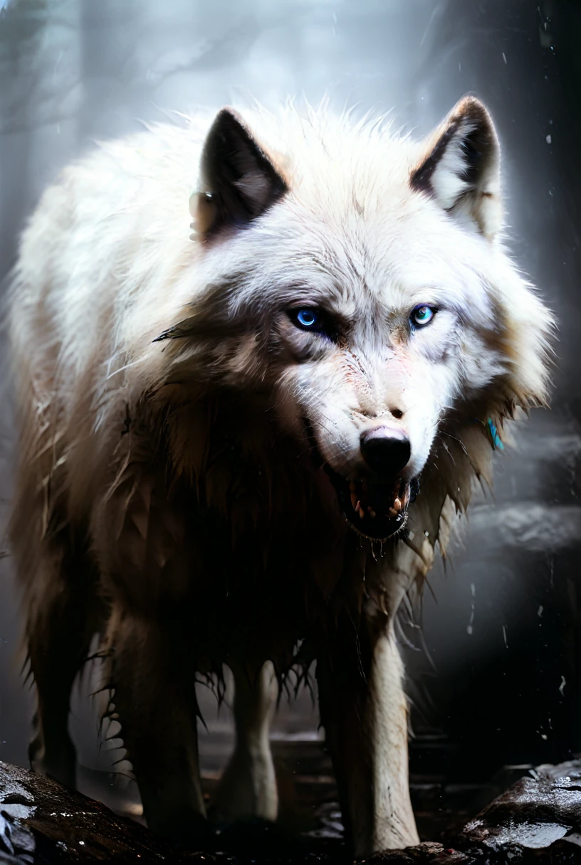 black ral-opal eyes in a white wolf