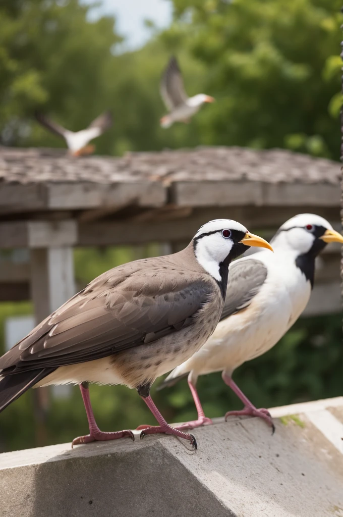 Different birds in focus