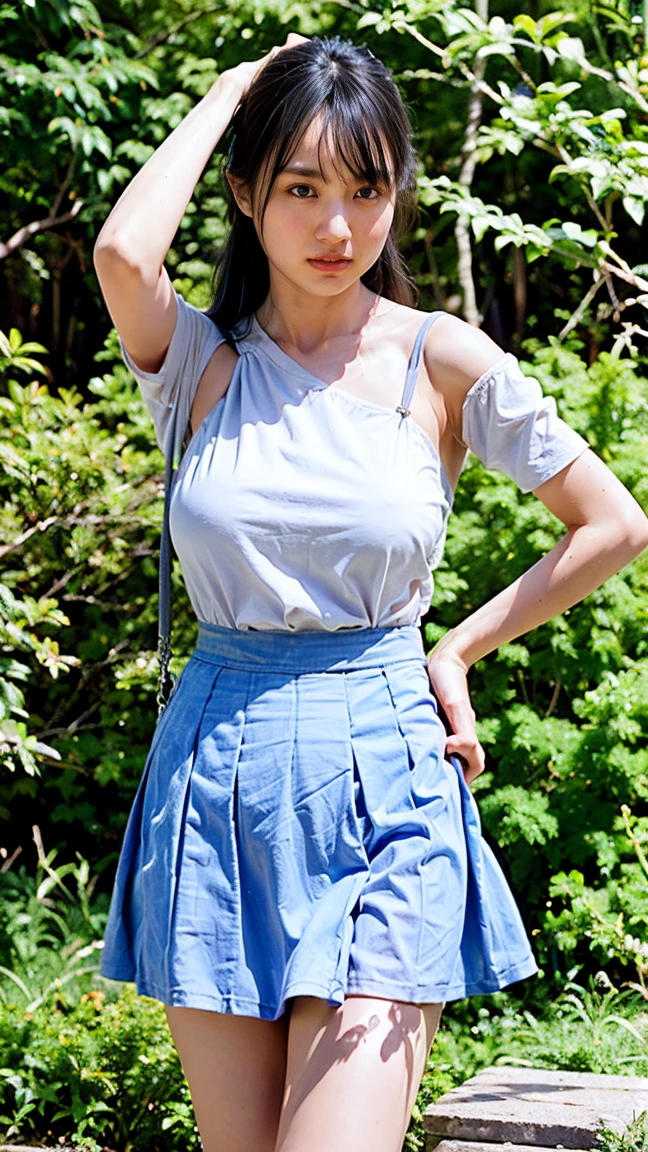 (((Big Breasts:1.52)))、((Viewing angle from below、Highest quality、masterpiece、32k、Every detail))、Descend the outdoor stairs、commute、Systemic symptoms、Very loose camisole、Pleated skirt、(((A strong wind blows my hair and skirt away:1.62)))、((Shoulder strap can be worn diagonally:1.83))((Extremely precise and accurate anatomy:1.0)), (photo Realistic:1.4), (hyper Realistic:1.4), (Highest qualityのRealisticな肌の質感:1.4), (Improvement of quality:1.4), (Enhances the beauty of skin texture:1.1), Clean and glowing skin, mesh, thin:1.2, (Realistic:1.3), Realisticなライティング, (Smoother lighting:1.05), (Improving the quality of cinema lighting:0.9), Backlight, A gentle light on your face, Ray Tracing, (Bright light:1.2), 32k, One Japanese woman, fine grain, Detailed face, (Film Grain:1.1),(Accentuates body lines:1.1), High resolution, Natural look, Kind eyes, Improves hair quality, Delicate light and shadow, 、One Girl, alone、(((mini skirt, No underwear:1.22)))、Big Breasts、barefoot, High heels