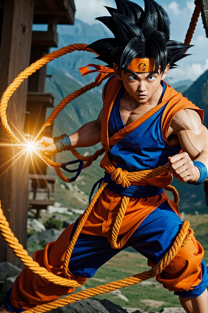 Goku with rope from Naruto