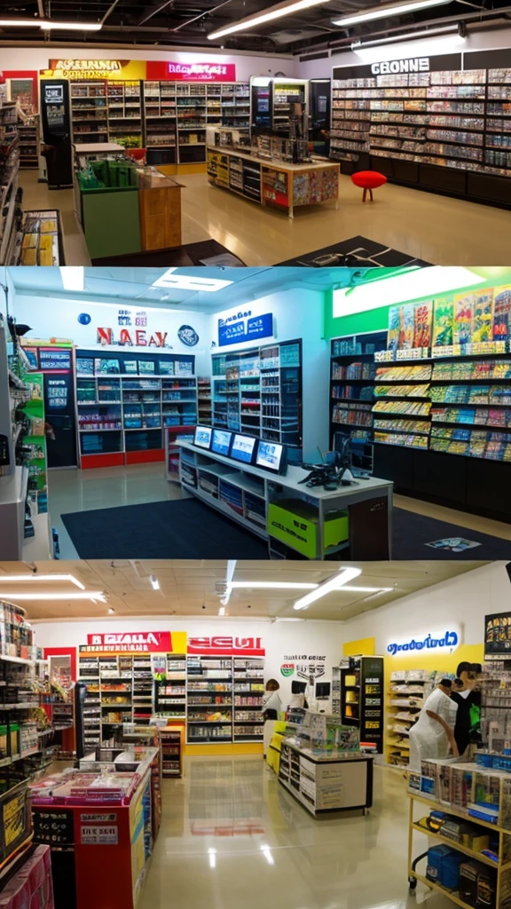 Create an electronics store shelf in Brazil 