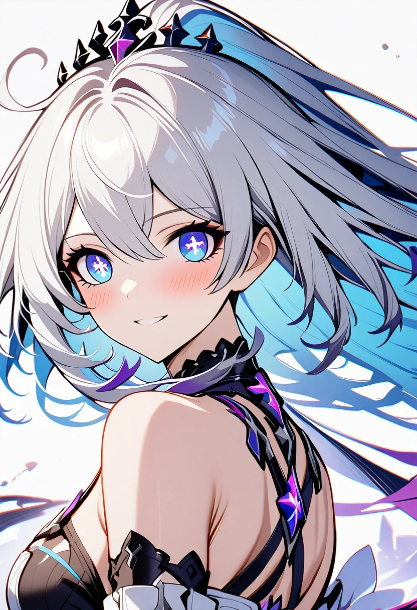 1girl, Kiana Kaslana \(Herrscher of Finality), Honkai Impact 3rd, ponytail, smile, cross eye