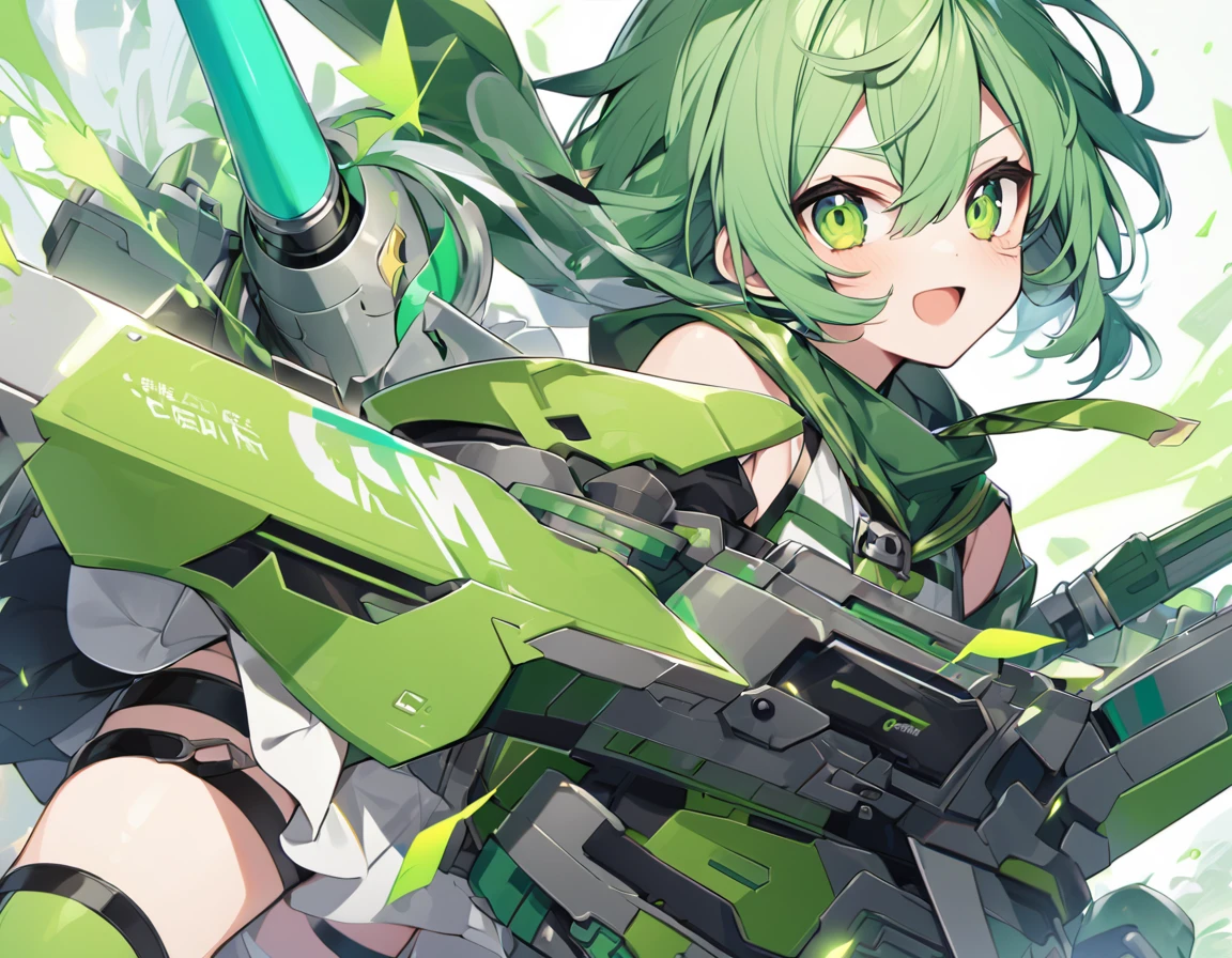 Keito。green eye。green Hair。green cannon。