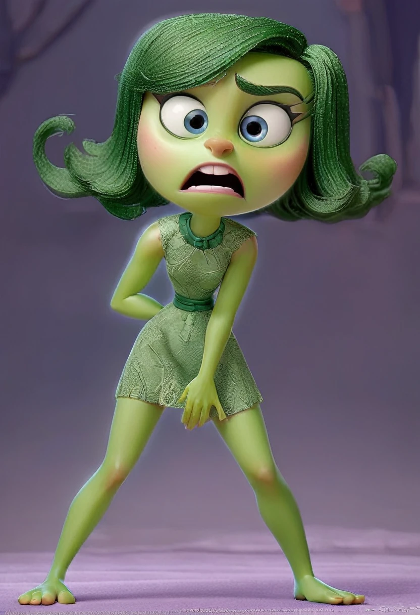 Displeasure inside out 2,green colored skin, culona, big legs, Big waist
