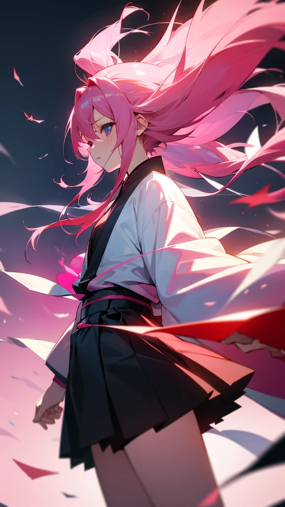 Tokyo, Kabukicho, long hair fluttering in the wind, pink  hair, High definition, don