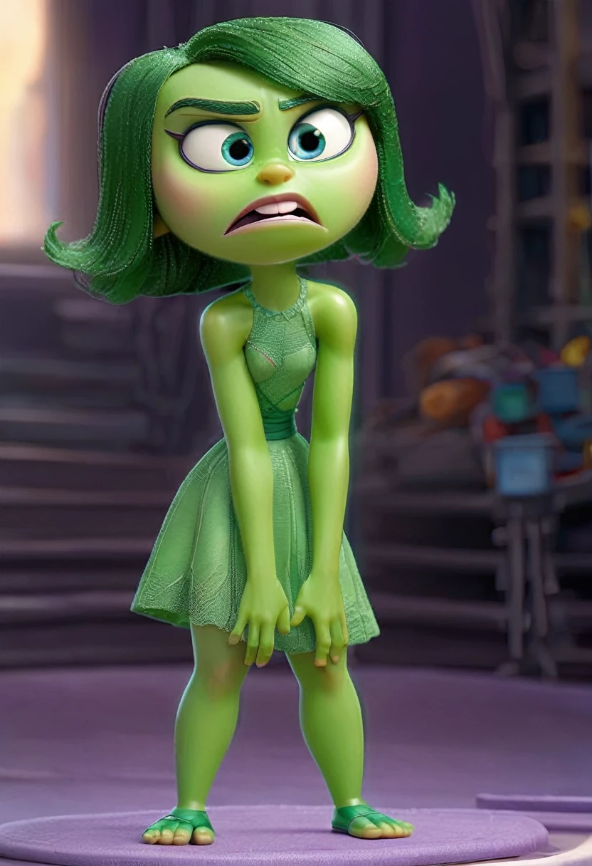 Displeasure inside out 2,green colored skin, culona, big legs, Big waist