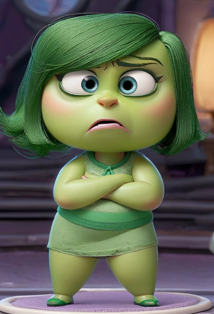 Displeasure inside out 2,green colored skin, culona, big legs, Big waist