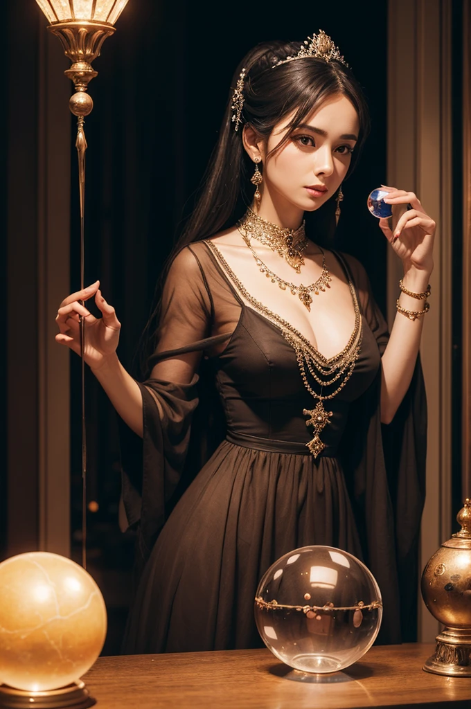A woman with a crystal ball 