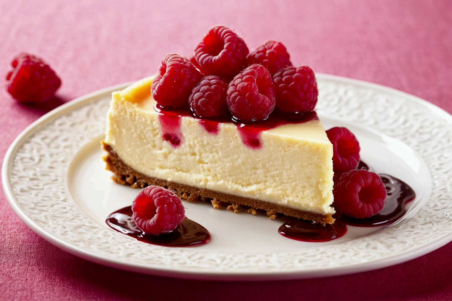 cheesecake with raspberries