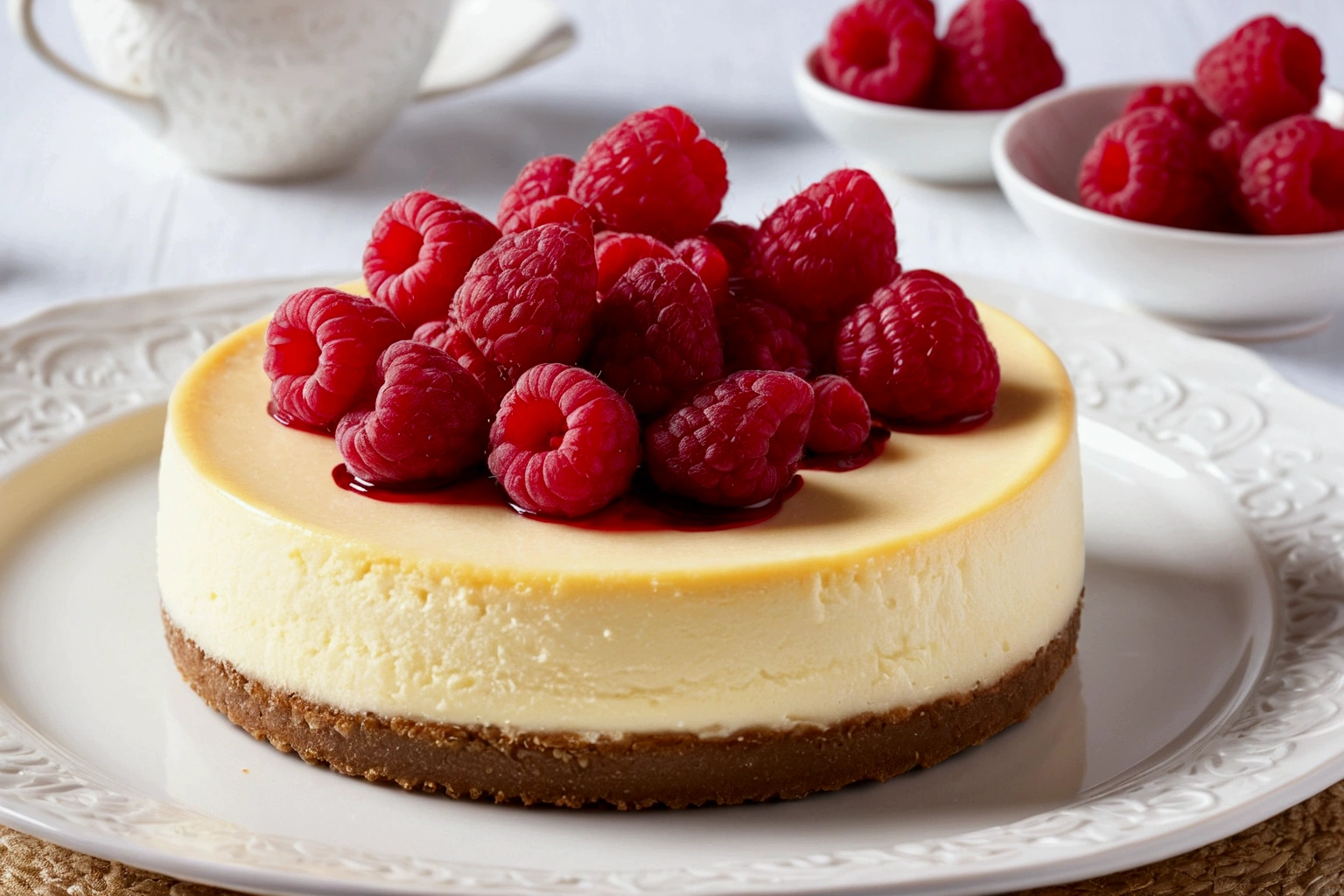 cheesecake with raspberries