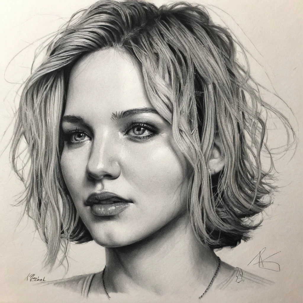 Jennifer Laurence ,piercer,MADRID Award-winning professional sketch on paper Raul Sartori