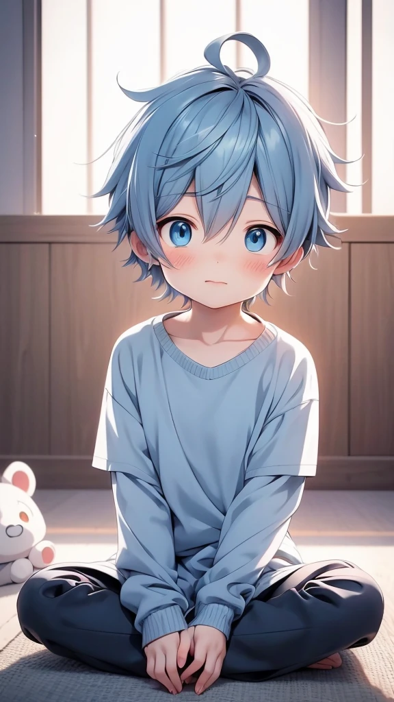 anime boy sitting on the floor with a bunch of stuffed animals, anime boy, anime aesthetic, top rated on pixiv, anime moe artstyle, in an anime style, anime asthetic, high quality anime artstyle, anime art style, artwork in the style of guweiz, trending on pixiv, tall anime guy with blue eyes, in anime style