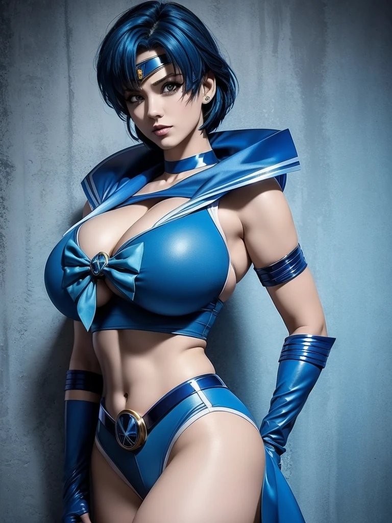 Sailor mercury,long blue hair,Blue Power Ranger, hurricane ,Sexy goth woman big breast, character sheet,