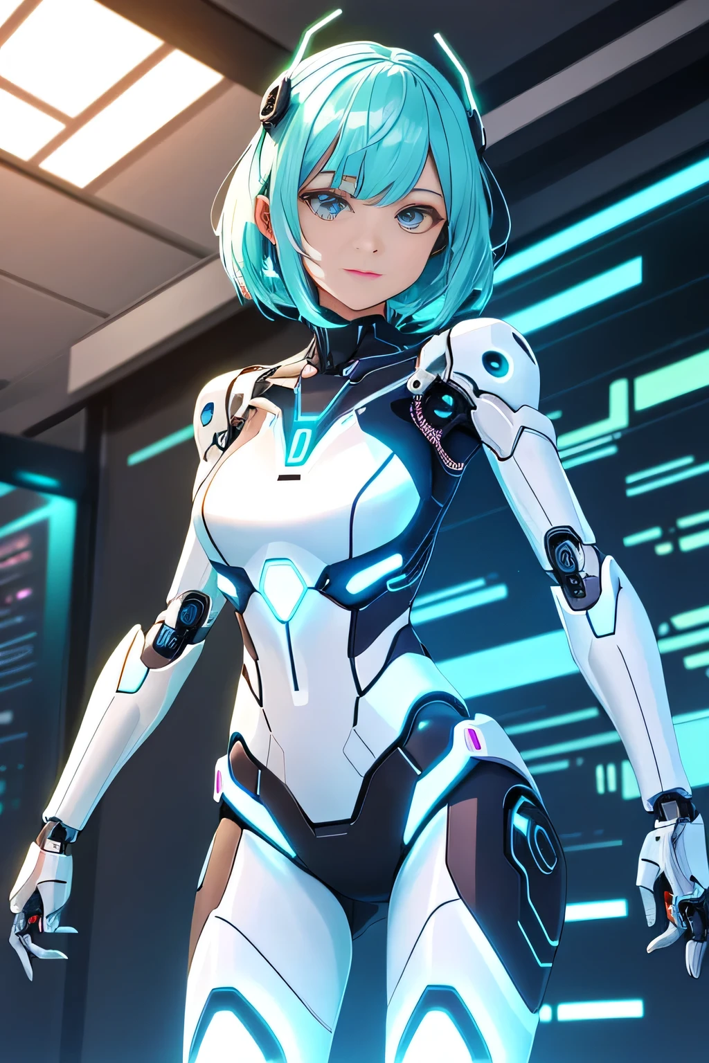 Glowing cyber girl with cybernetic arm,(J Women&#39;s Uniform,Sailor suit,White Skirt,)Standing in a post-apocalyptic battlefield.Surrounded by a network of wires. surrounded by circuits. (Cyber Girl with a glowing orange sword:1.3), Shiny Silver Short Hair,Messy ponytail,Cute Smile,Perfect round face,Iris,A bright smile that makes everyone happy,Proper body balance,Intricate details,Very delicate and beautiful hair,Photo Real,dream-like,Professional Lighting,Realistic Shadows,Focus Only,Beautiful Hands,Beautiful fingers,Detailed finger features,Detailed clothing features,Detailed hair features,Detailed facial features,(Tabletop,Highest quality,Ultra-high resolution output images,) ,(8K quality,),(Picture Mode Ultra HD),,Sci-fi fantasy