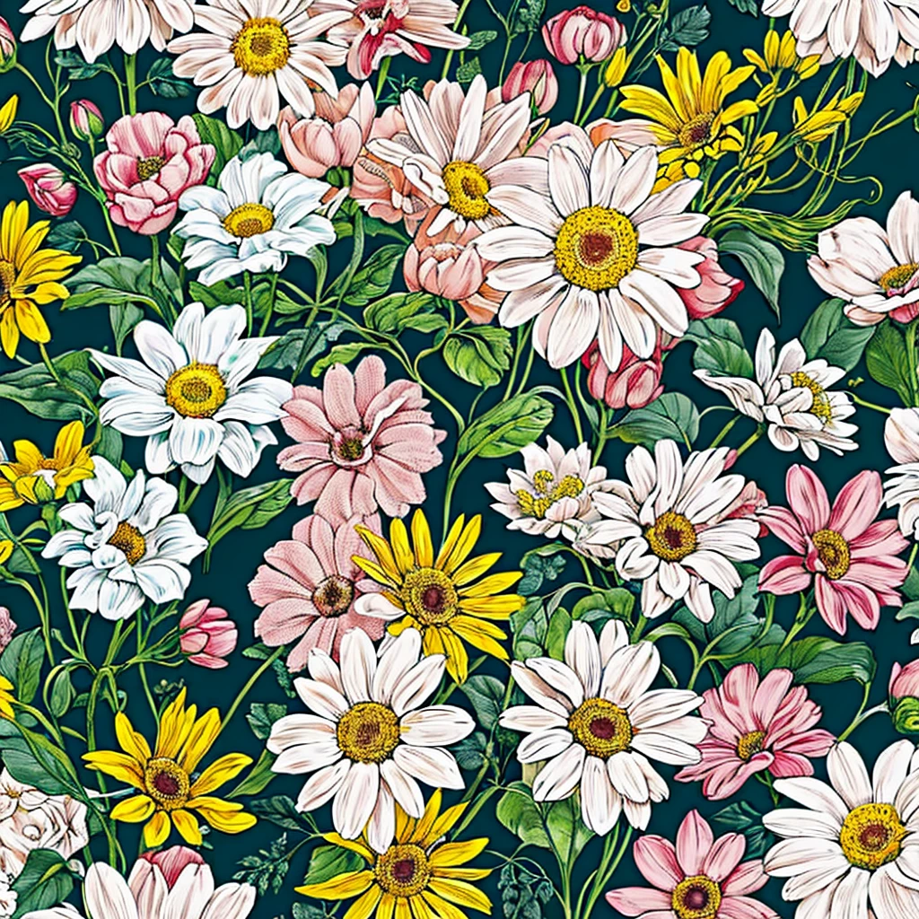 Pastel painted flowers, flower pattern, flower wallpaper, artistic, high definition, high quality, 8k, extreme detail, high detail