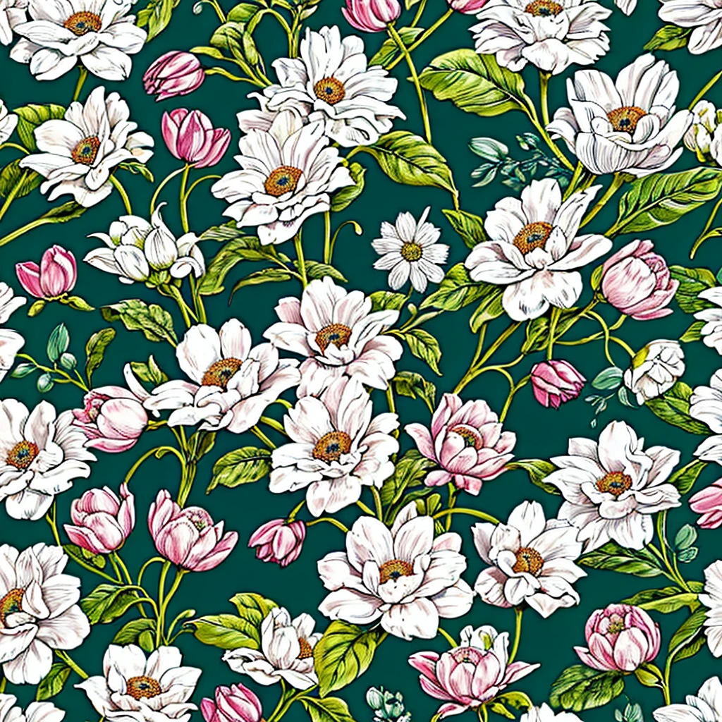Pastel painted flowers, flower pattern, flower wallpaper, artistic, high definition, high quality, 8k, extreme detail, high detail