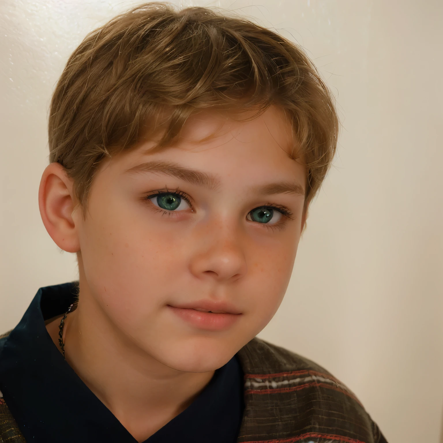 ultra realistic portrait of a  boy, dark blonde hair, brown eyes , feminine face, full body portrait, boy as pediatric patient, standing in medical chnage room, wearing teal patient gown, excited, blushed cheeks, delicate nose, narrow long face, big eyes, small narrow nose, ultra thin discrete blonde eyebrows, brown instead of green eyes