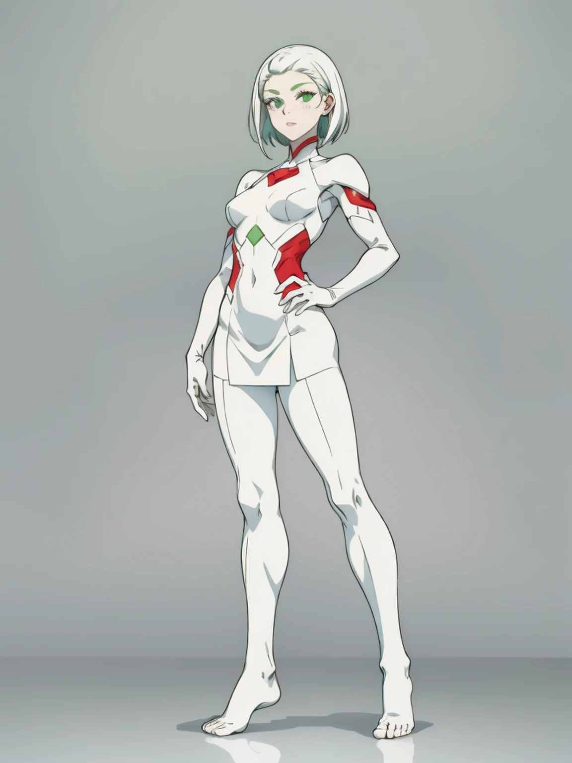 ((Full body photo,standing, feet on the ground)), cute girl,Short red hair, green eyes, white skin, black clothes, 🇮🇶, White skin, Very white skin