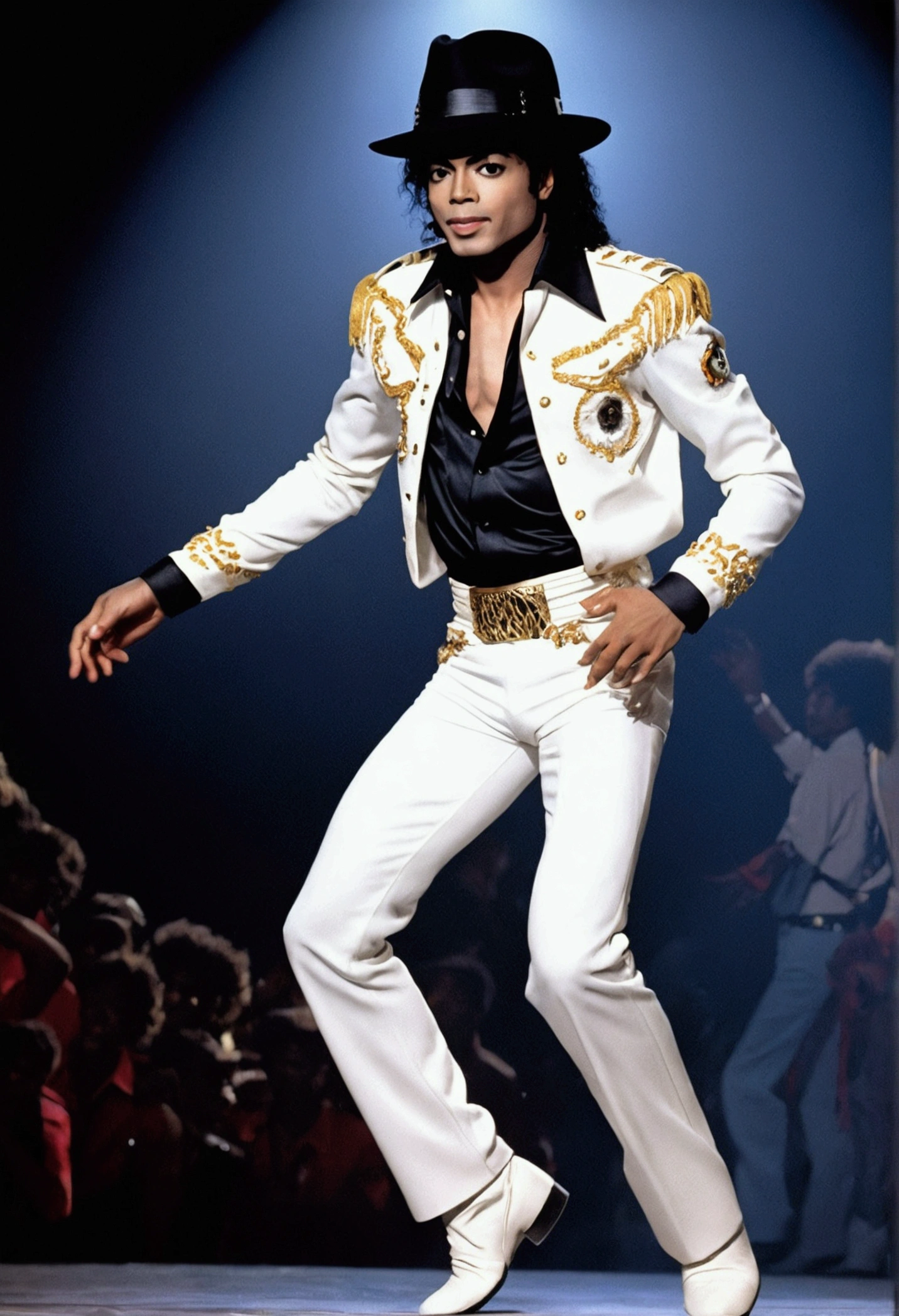 Michael Jackson, with Moonwalker dancing outfit, 80s photo