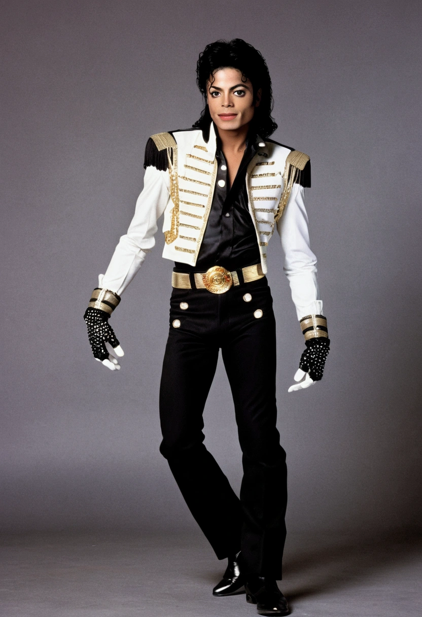 Michael Jackson, with Moonwalker dancing outfit, 80s photo