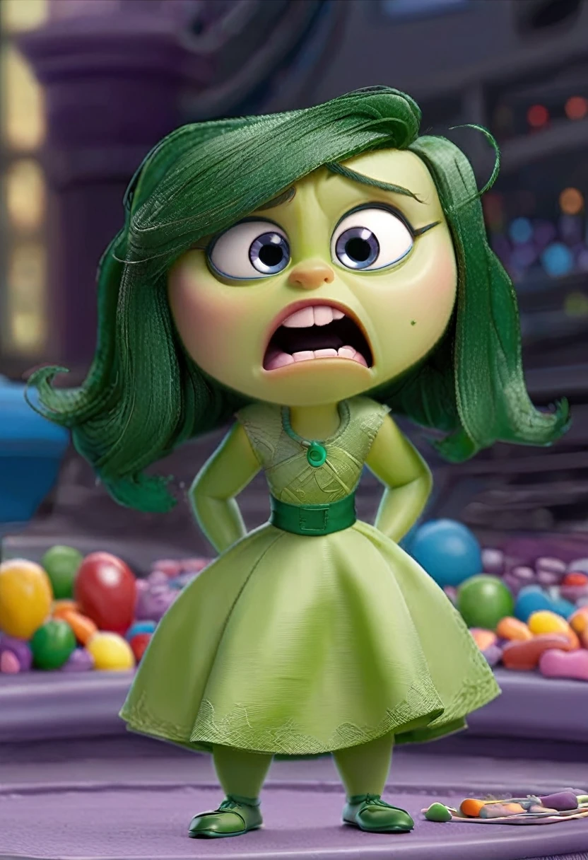 Disgust inside out, piel color verde