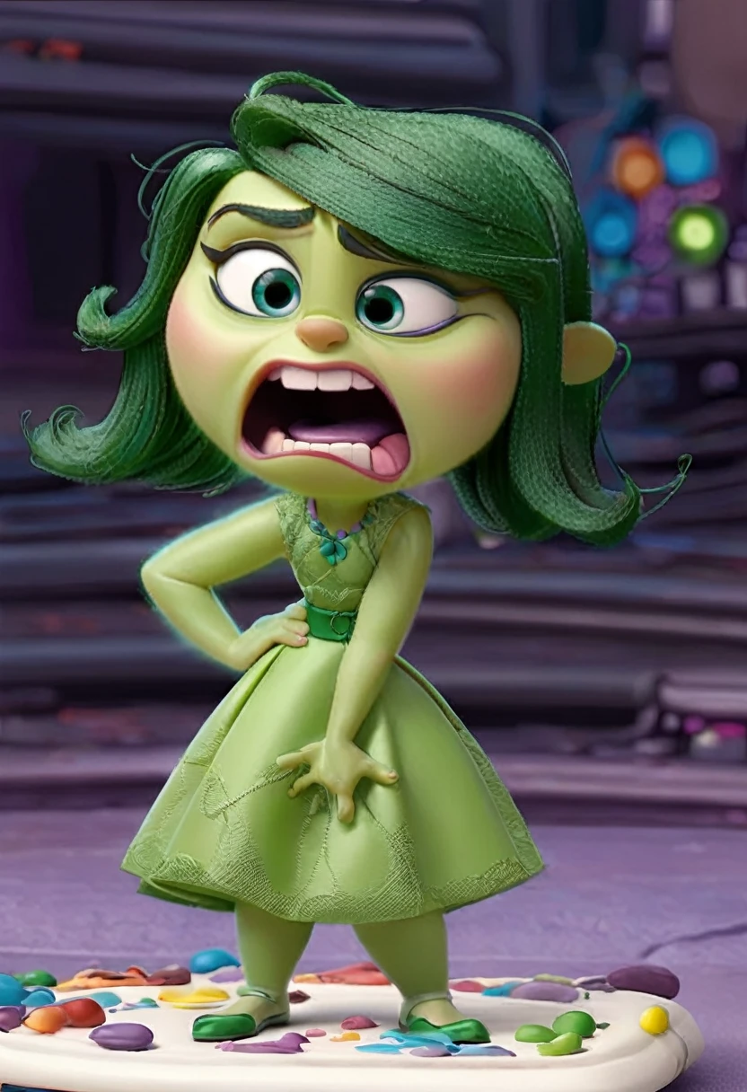 Disgust inside out, piel color verde