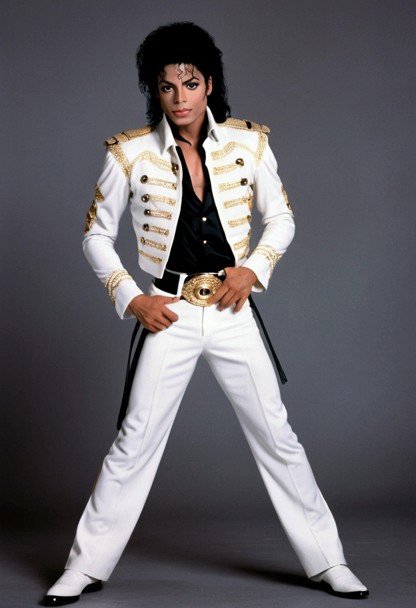Michael Jackson (bad era), with Moonwalker dancing outfit, 80s photo