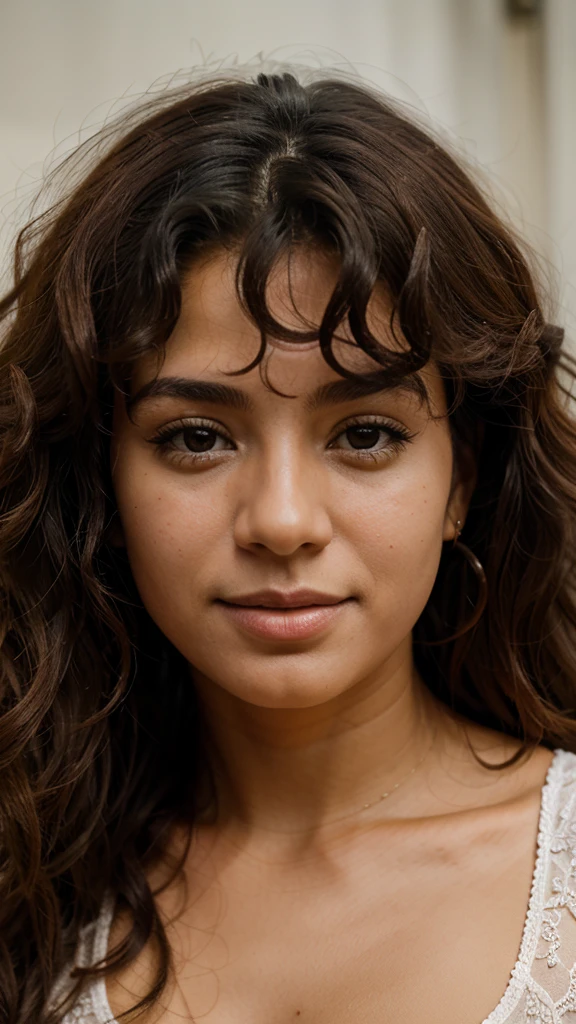 Face of a colombian girl curly hair 