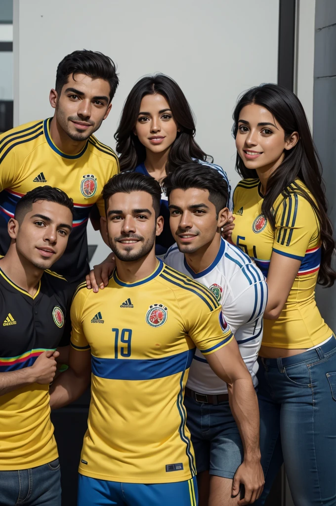 Laura, Jaime, Juan Andrés and Juan David with Colombia shirt 