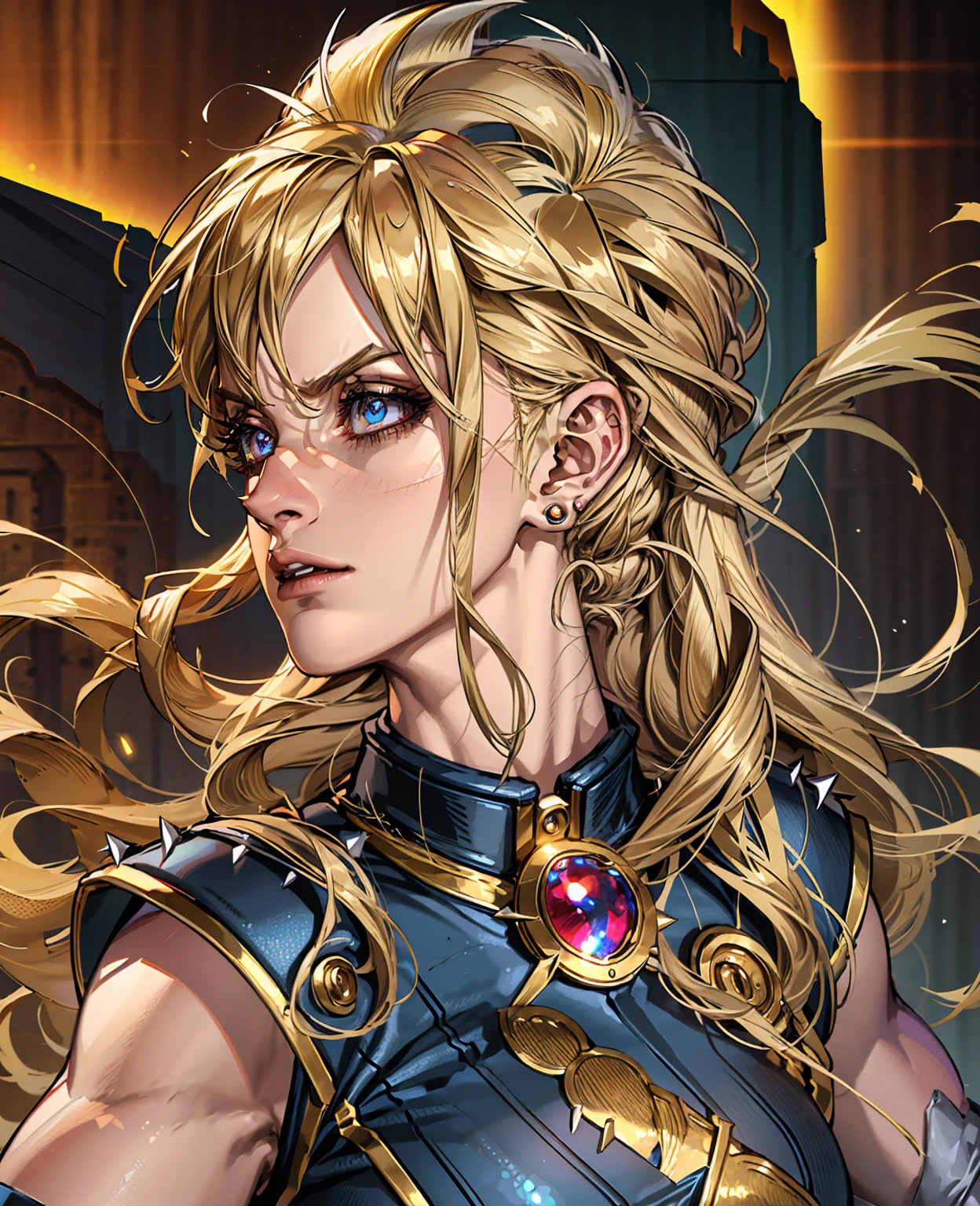 a super saiyan girl, 1girl, detailed face, beautiful detailed eyes, beautiful detailed lips, long eyelashes, muscular body, blonde spiky hair, electricity aura, dynamic pose, epic fantasy art, cinematic lighting, dramatic color palette, hyper detailed, 8k, best quality, masterpiece