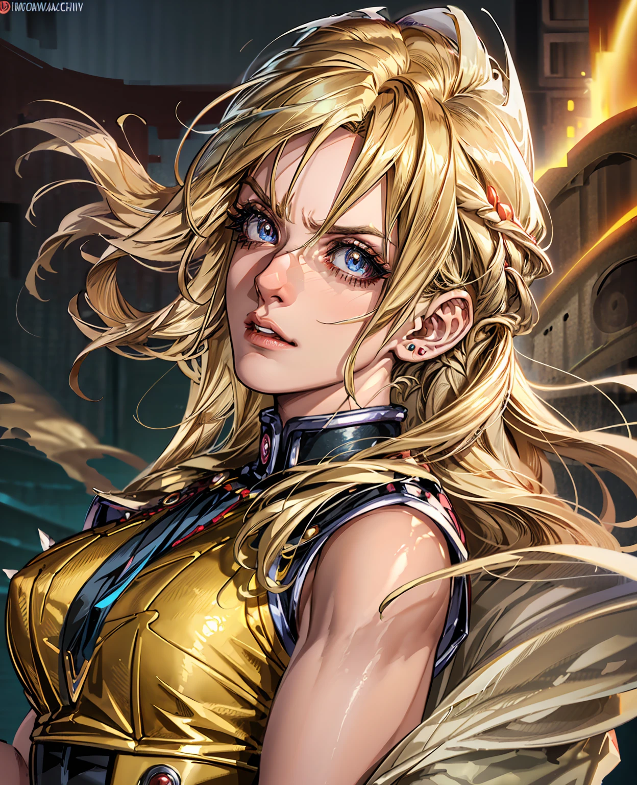 a super saiyan girl, 1girl, detailed face, beautiful detailed eyes, beautiful detailed lips, long eyelashes, muscular body, blonde spiky hair, electricity aura, dynamic pose, epic fantasy art, cinematic lighting, dramatic color palette, hyper detailed, 8k, best quality, masterpiece