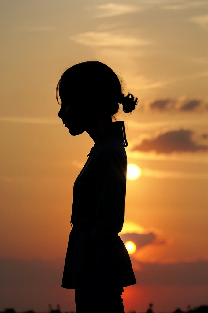 A silhouette of an anonymous girl playing