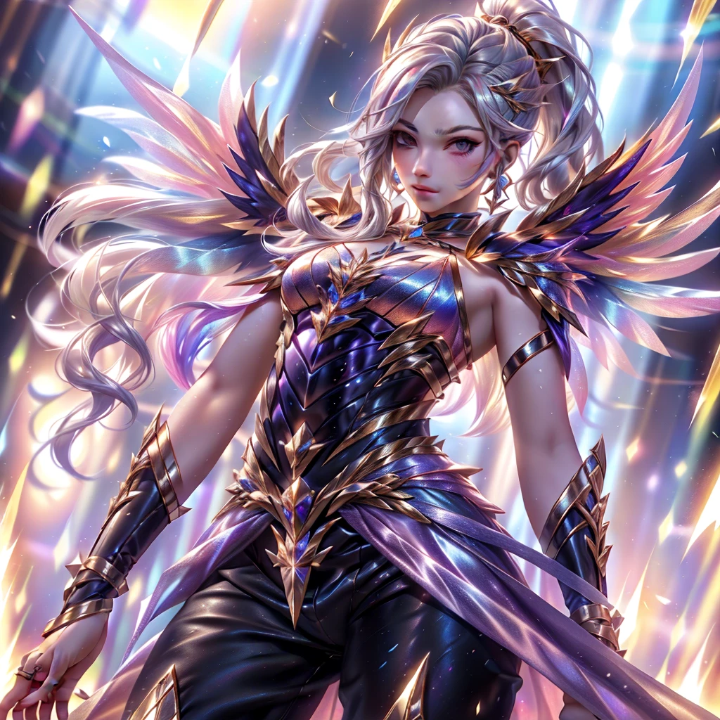 ((Very detailed illustrations, 8K, Masterpiece :1.2, Sharp focus :1.2, depth of field:1.2)), beautiful swordsman, vanity, Highly detailed facial and skin textures, silver hair, Pitch black armor, Flame Armor, A cloak wrapped in flames, The sword was wrapped in flames., flame wings, determination to overcome suffering, A symbol of determination in your gentle eyes , strong spirit