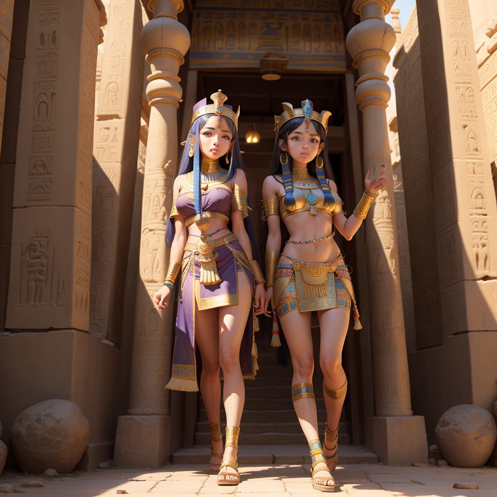 Cute ancient Egyptian princess、Colorful temples of ancient Egypt、The colorful streets of ancient Egypt