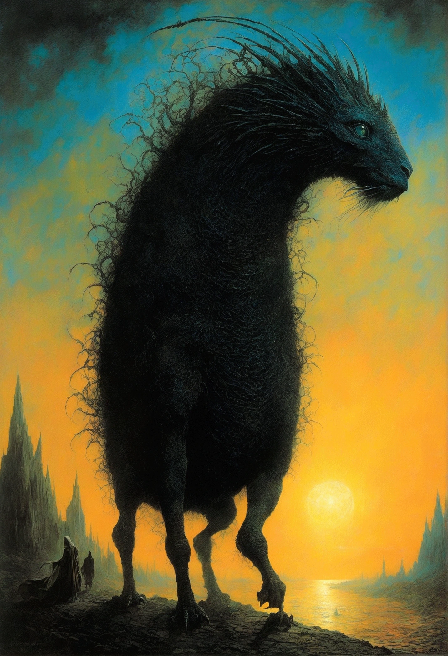 Mythical creatures, author：Zdzislaw Beksiński、black