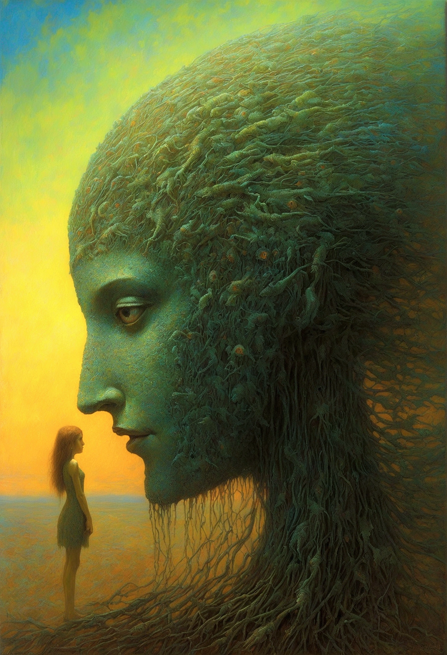 Mythical creatures, author：Zdzislaw Beksiński、girl