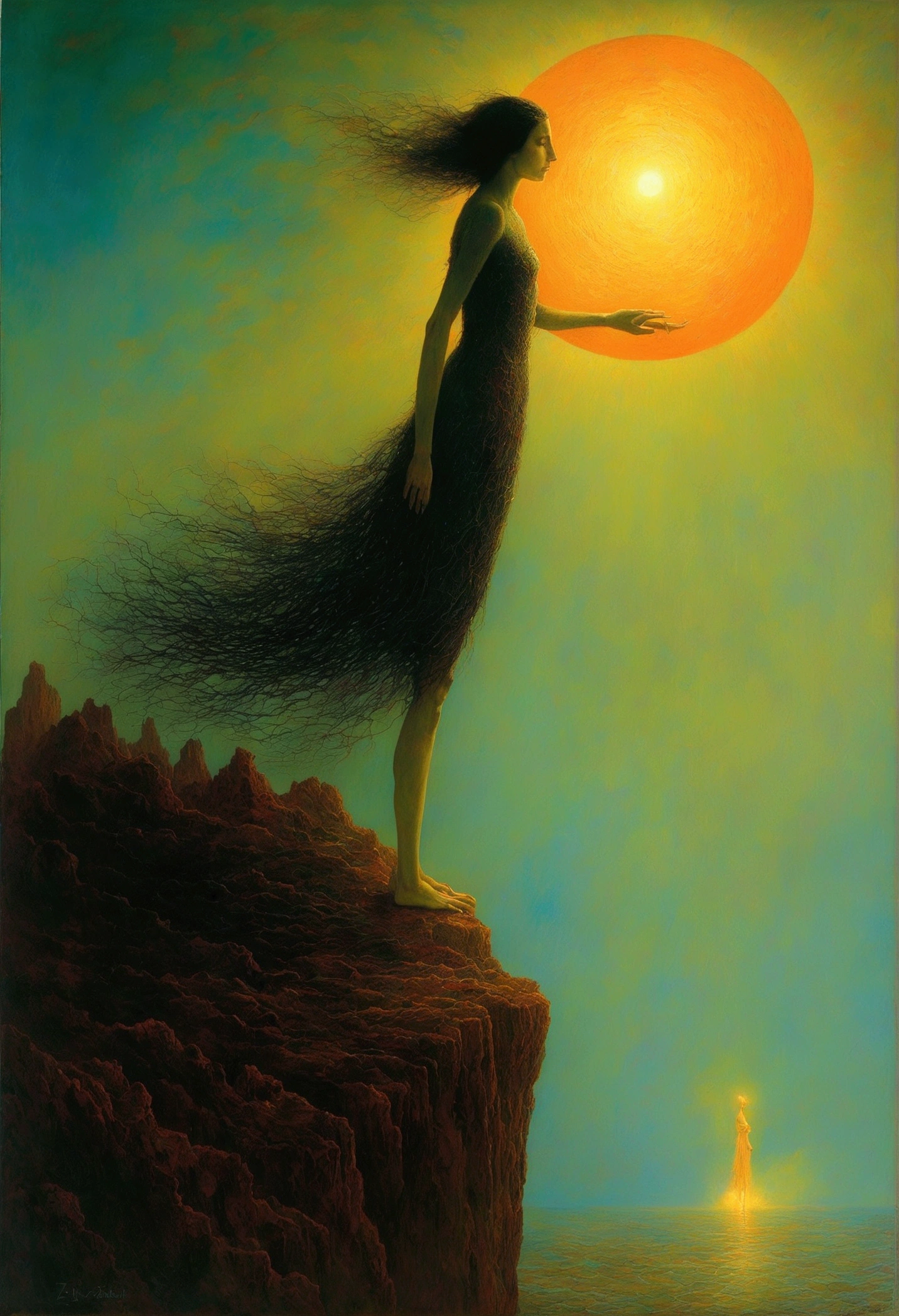 Mythical creatures, author:Zdzislaw Beksiński、girl