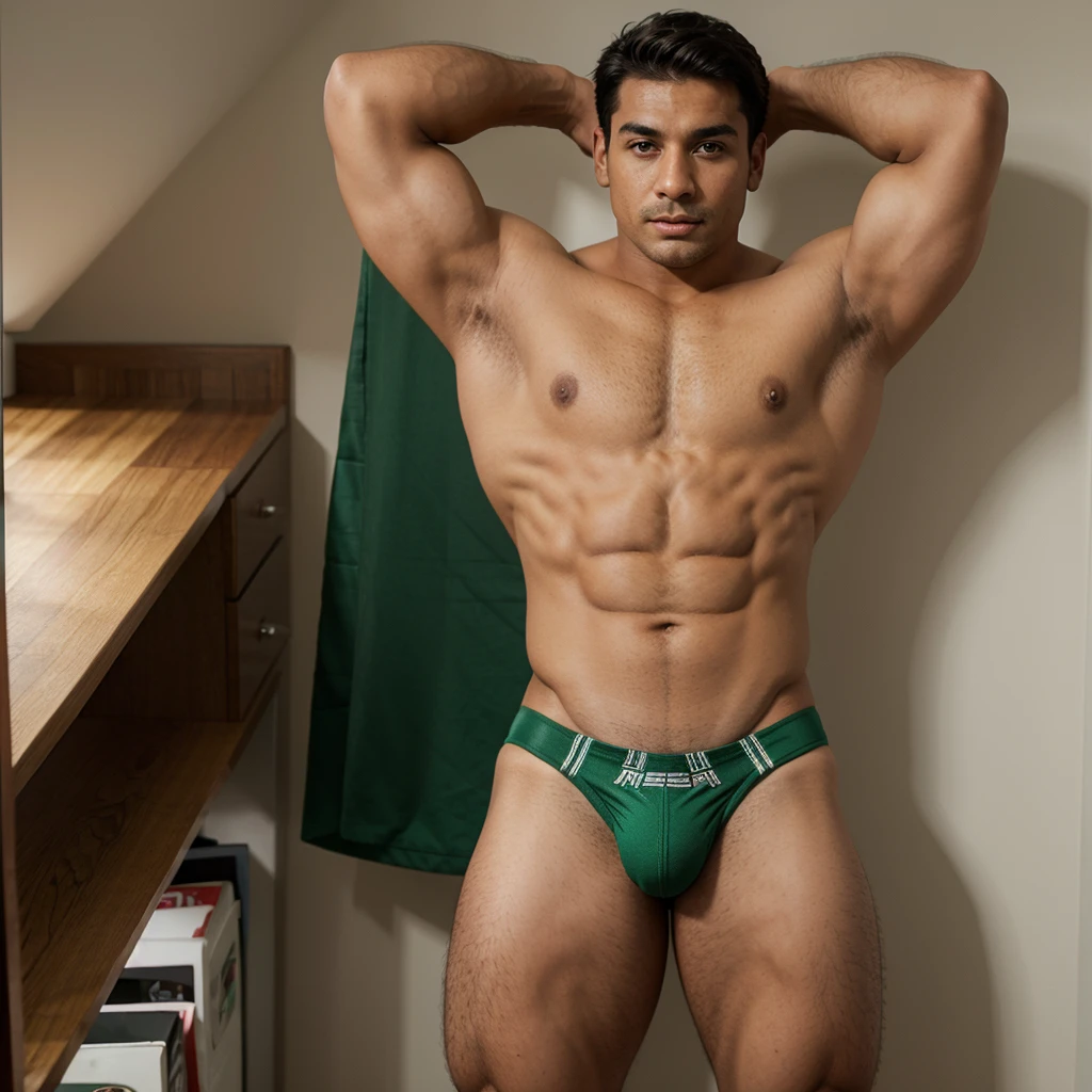 Muscular Mexican man in jockstrap