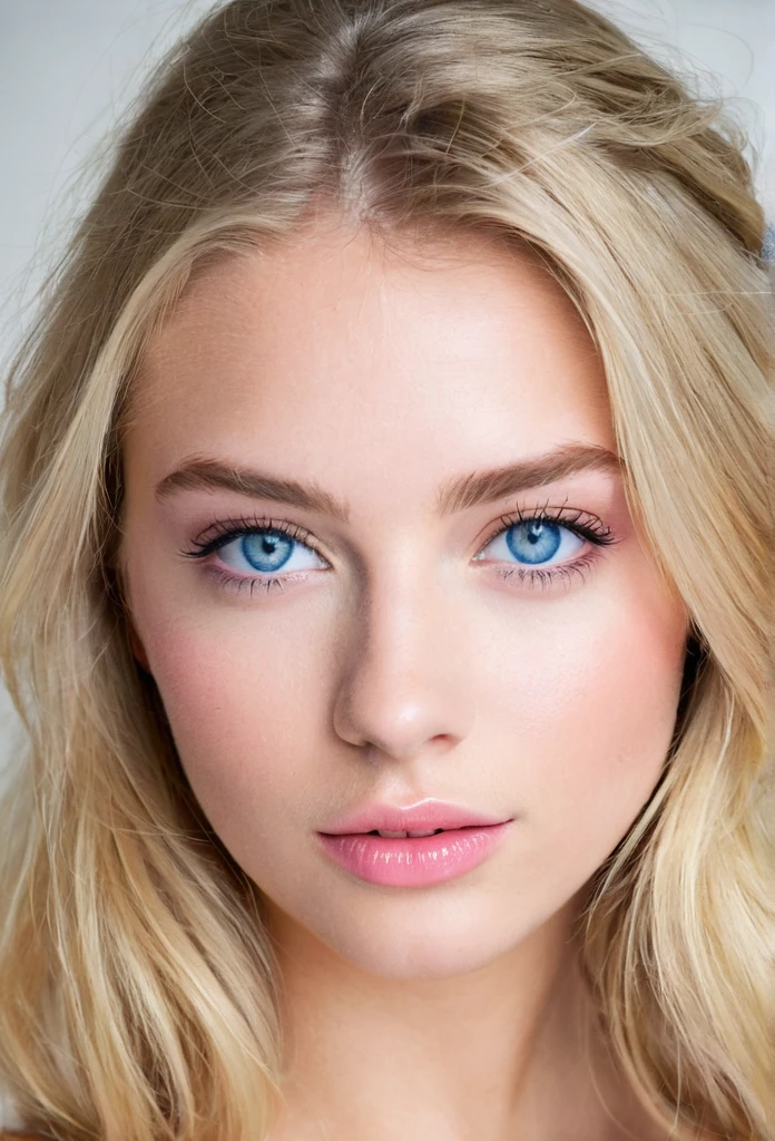 Fille, 23ans, blonde, natural blue eyes, 65 kilo, belle levre rose, joue rose.