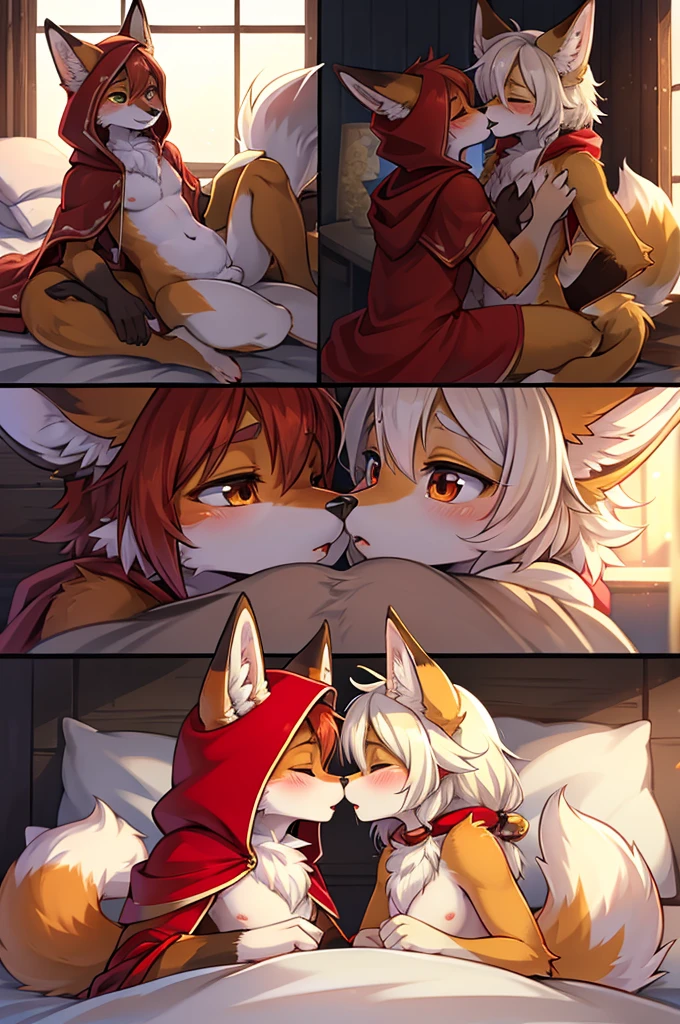 Foxと女の子が抱き合っている絵が2枚あります, Kiss together cutely, Kiss together, fur art!!!, Kiss each other, pov fur art, ファンタジーFoxの愛, Furry Anime, very very beautiful fur art, Red Hood, Hairy Chest, Foxの耳, High quality fan art, Fox, A nice kiss, fur art, wake up, Comic art」